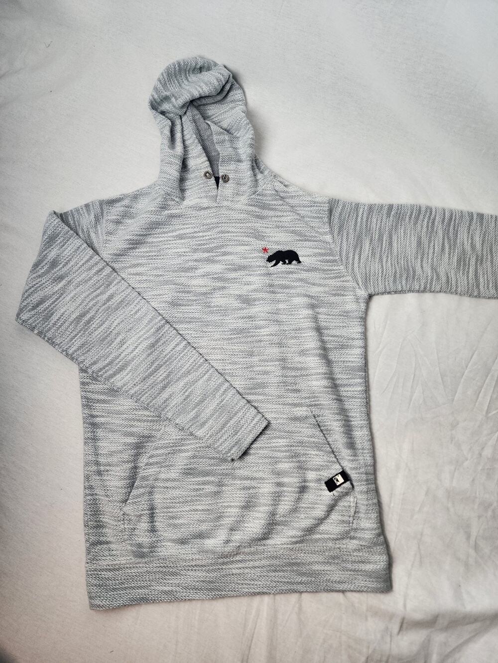 Dikotomy Mens S Hoodie Light Gray Knit Pullover Sweatshirt California Bear